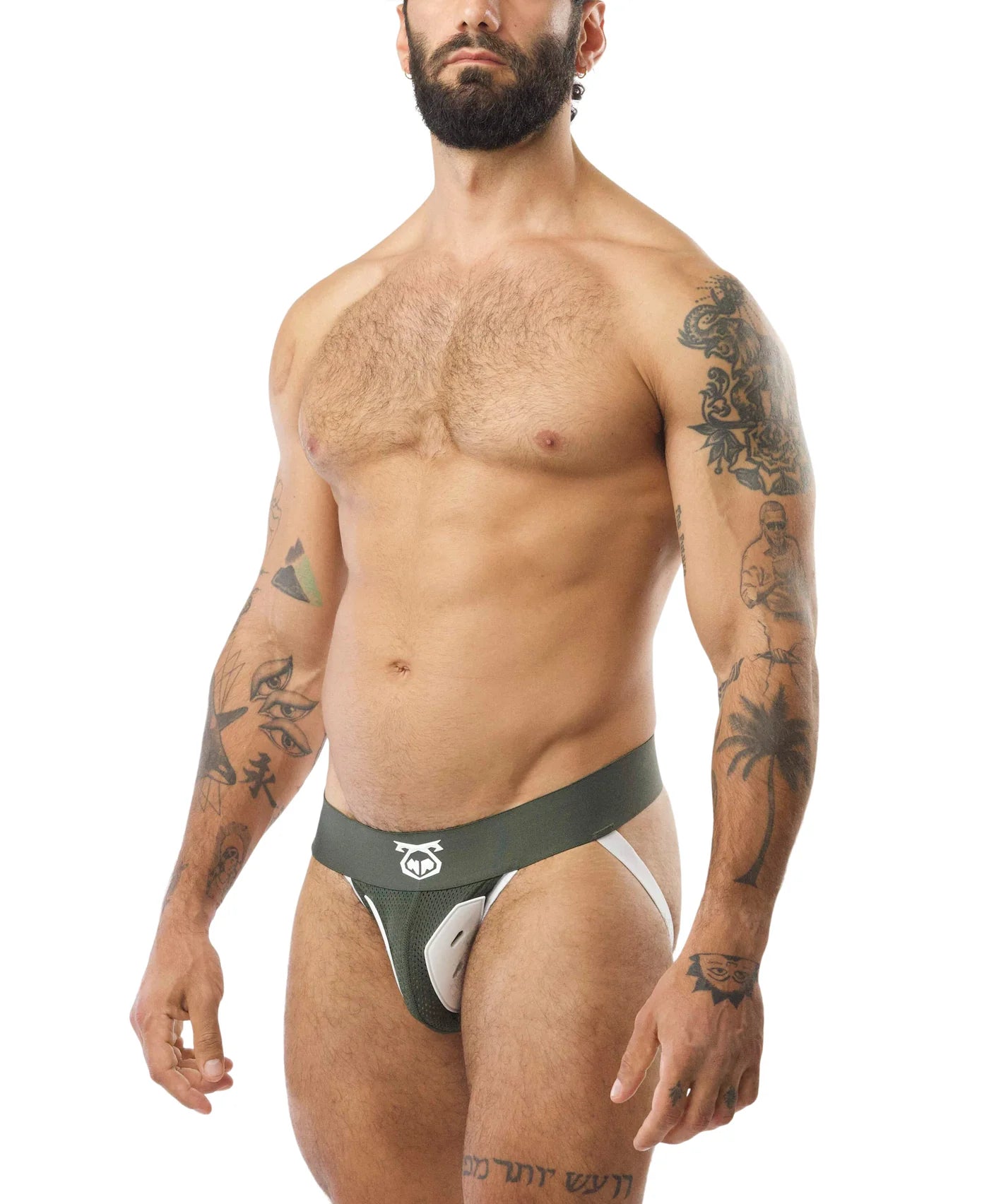 Nasty Pig Goalkeeper Jockstrap in Army Green/White
