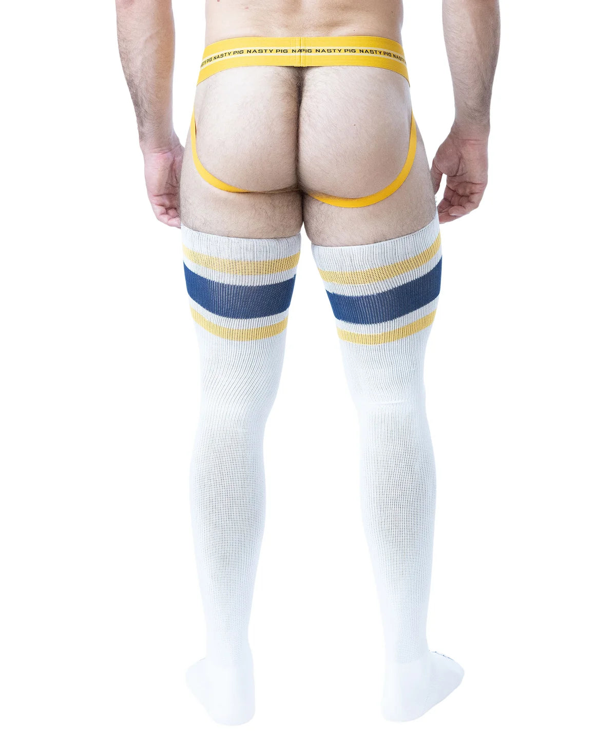 Nasty Pig Hook'd Up Thigh High Sock - White/Cadet Blue/Goldenrod