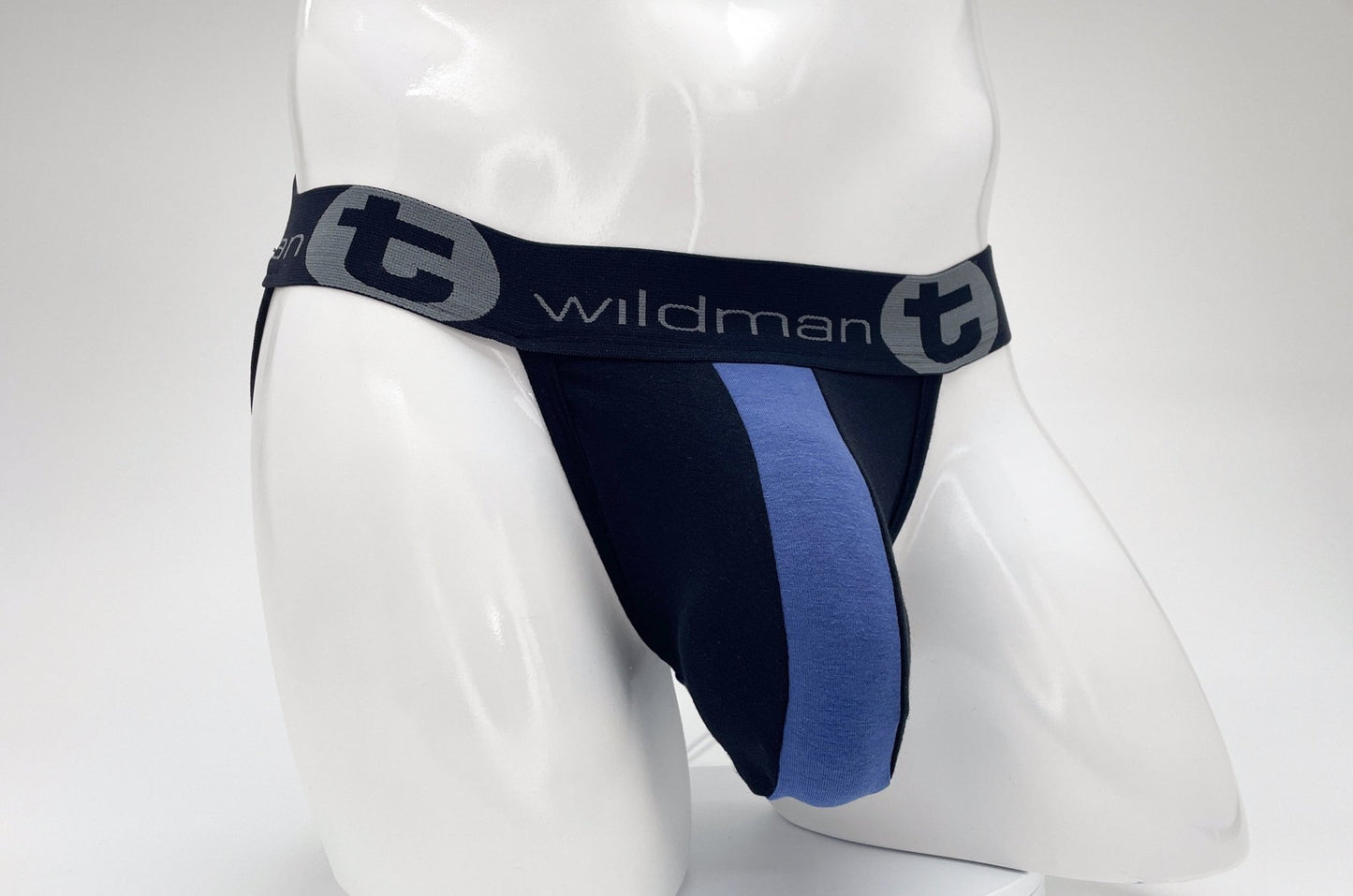 WildmanT Cotton Big Boy Pouch Stripe Jockstrap Black/Royal Blue - Jockstraps.com