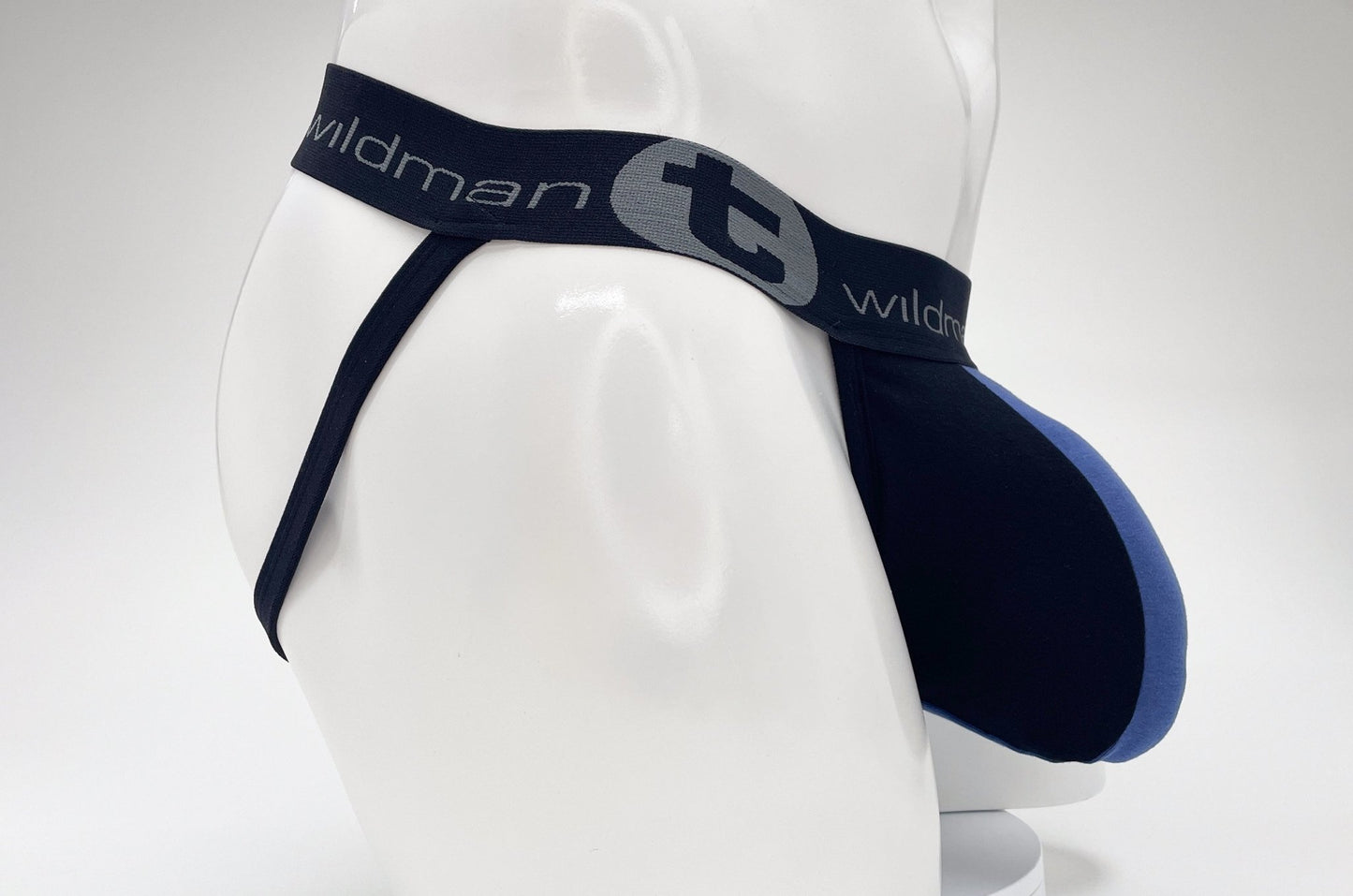 WildmanT Cotton Big Boy Pouch Stripe Jockstrap Black/Royal Blue - Jockstraps.com