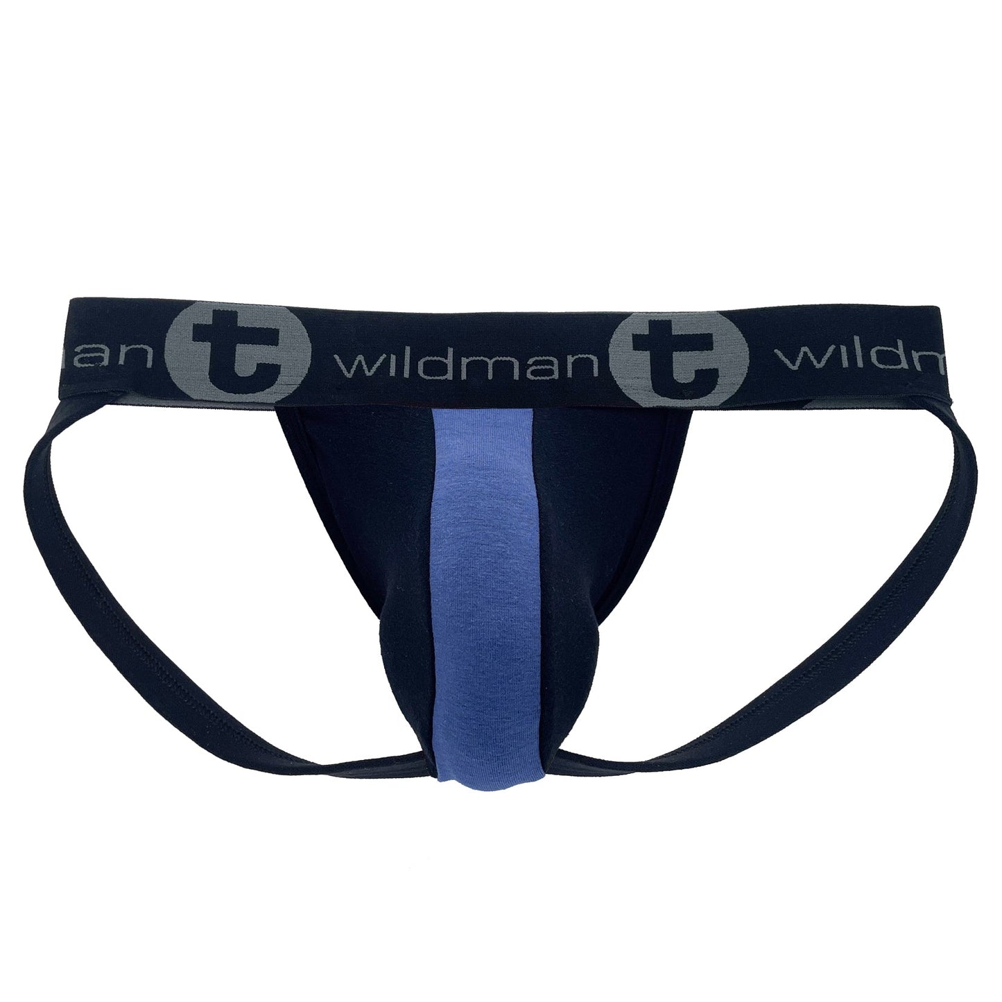 WildmanT Cotton Big Boy Pouch Stripe Jockstrap Black/Royal Blue - Jockstraps.com