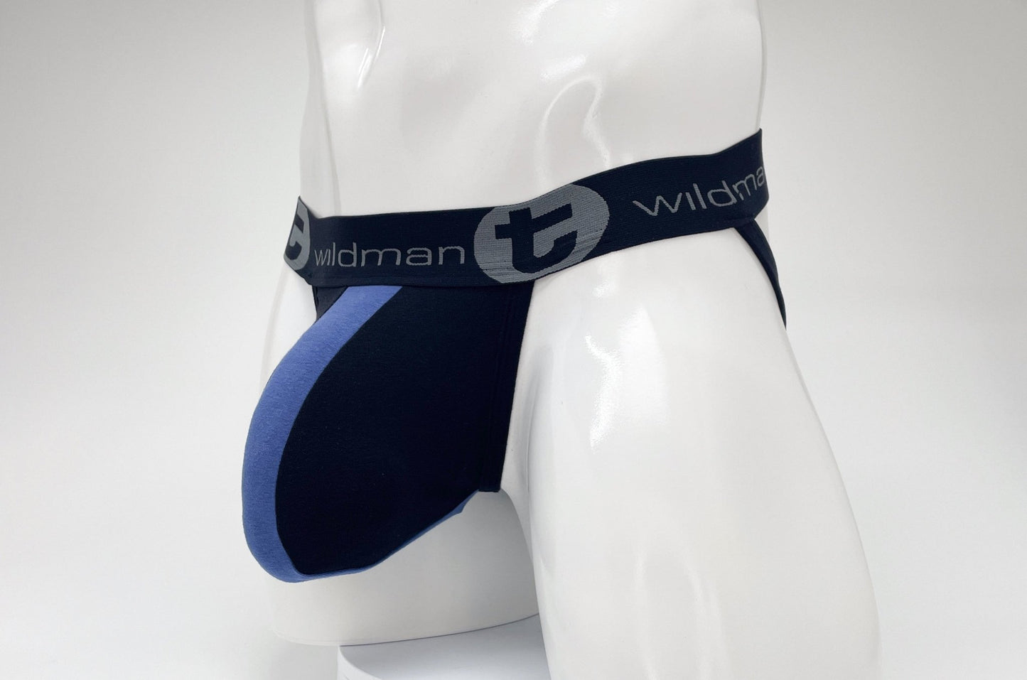 WildmanT Cotton Big Boy Pouch Stripe Jockstrap Black/Royal Blue - Jockstraps.com