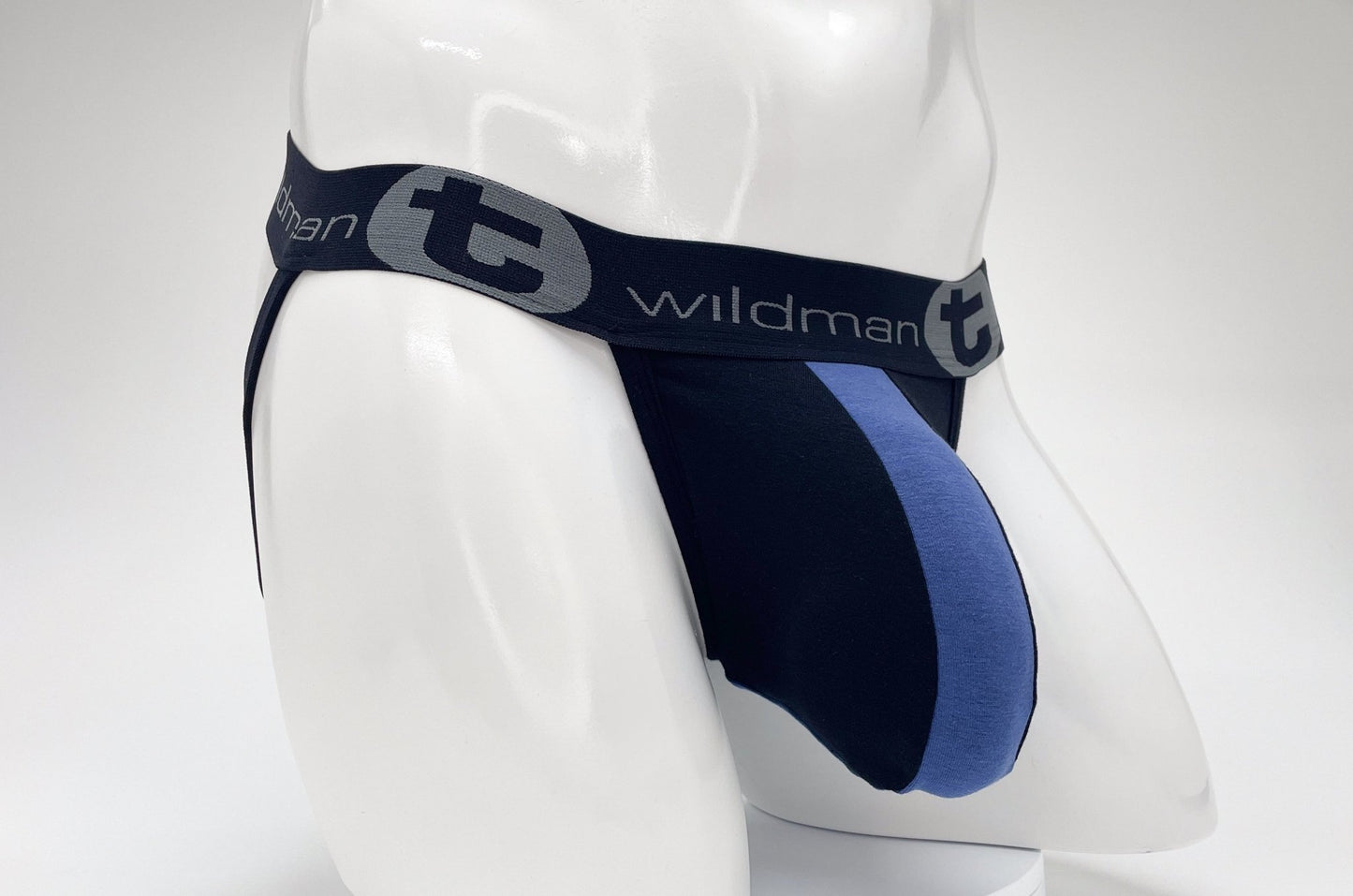 WildmanT Cotton Big Boy Pouch Stripe Jockstrap Black/Royal Blue - Jockstraps.com