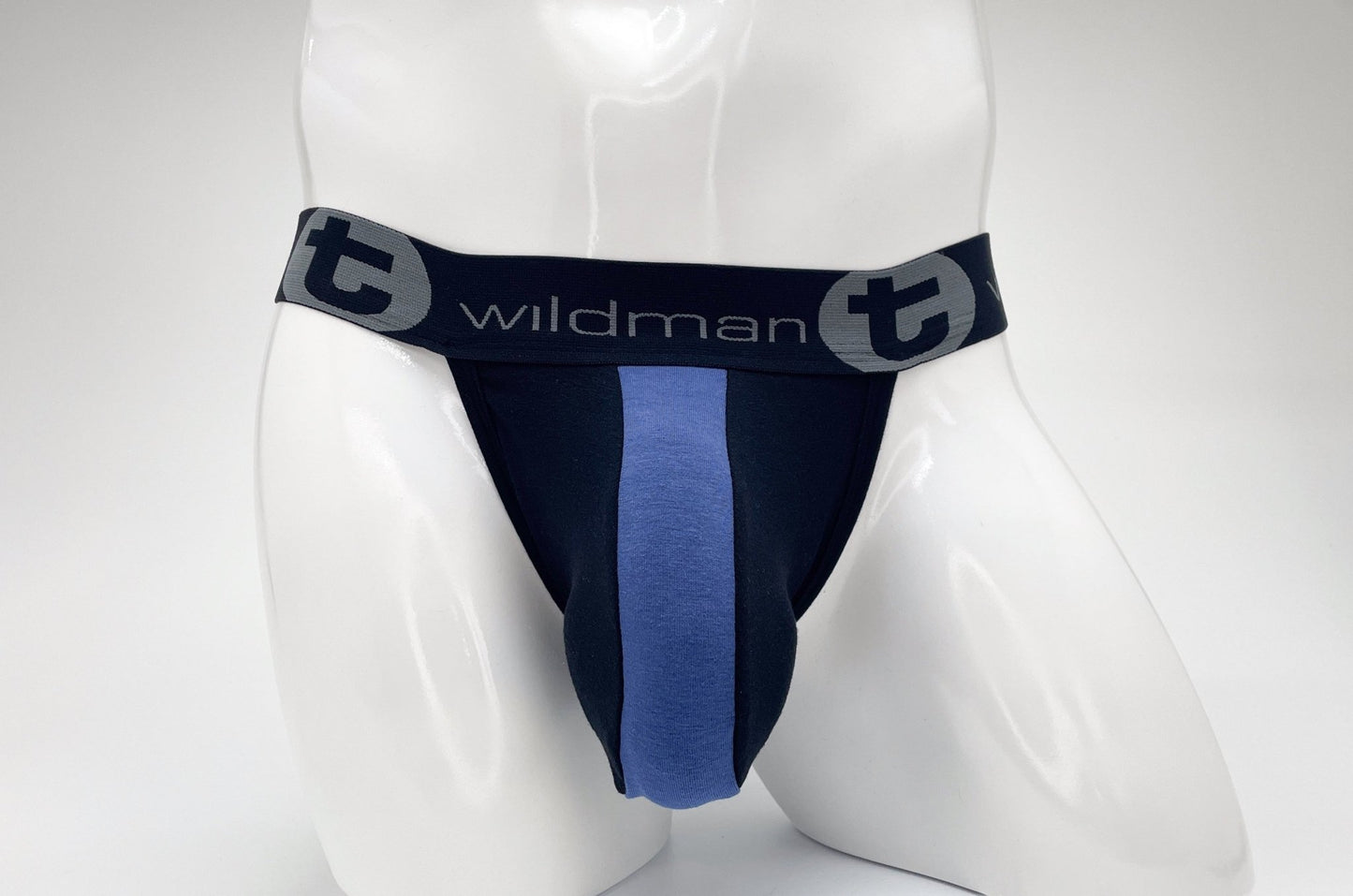 WildmanT Cotton Big Boy Pouch Stripe Jockstrap Black/Royal Blue - Jockstraps.com