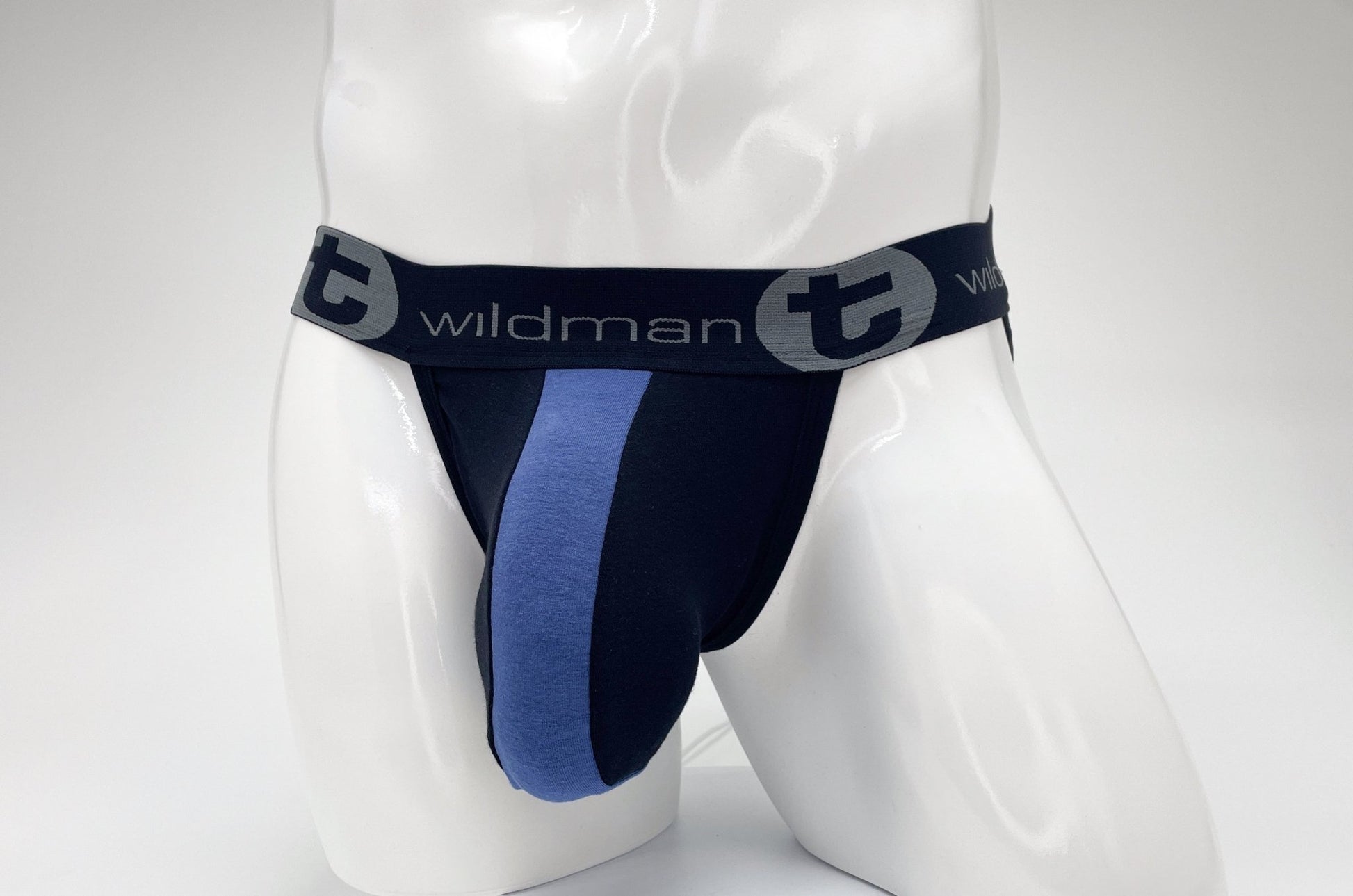 WildmanT Cotton Big Boy Pouch Stripe Jockstrap Black/Royal Blue - Jockstraps.com