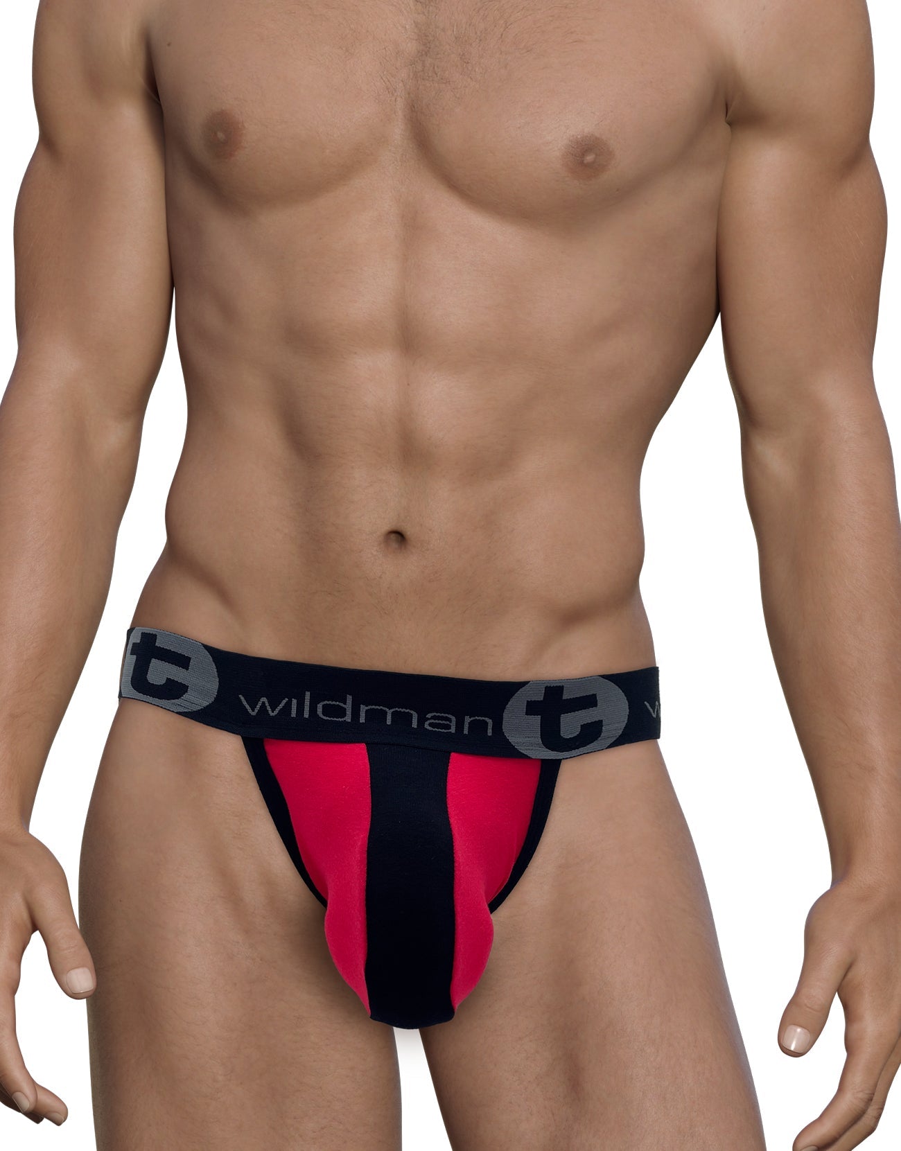 WildmanT Cotton Big Boy Pouch Stripe Jockstrap Red/Black - Jockstraps.com