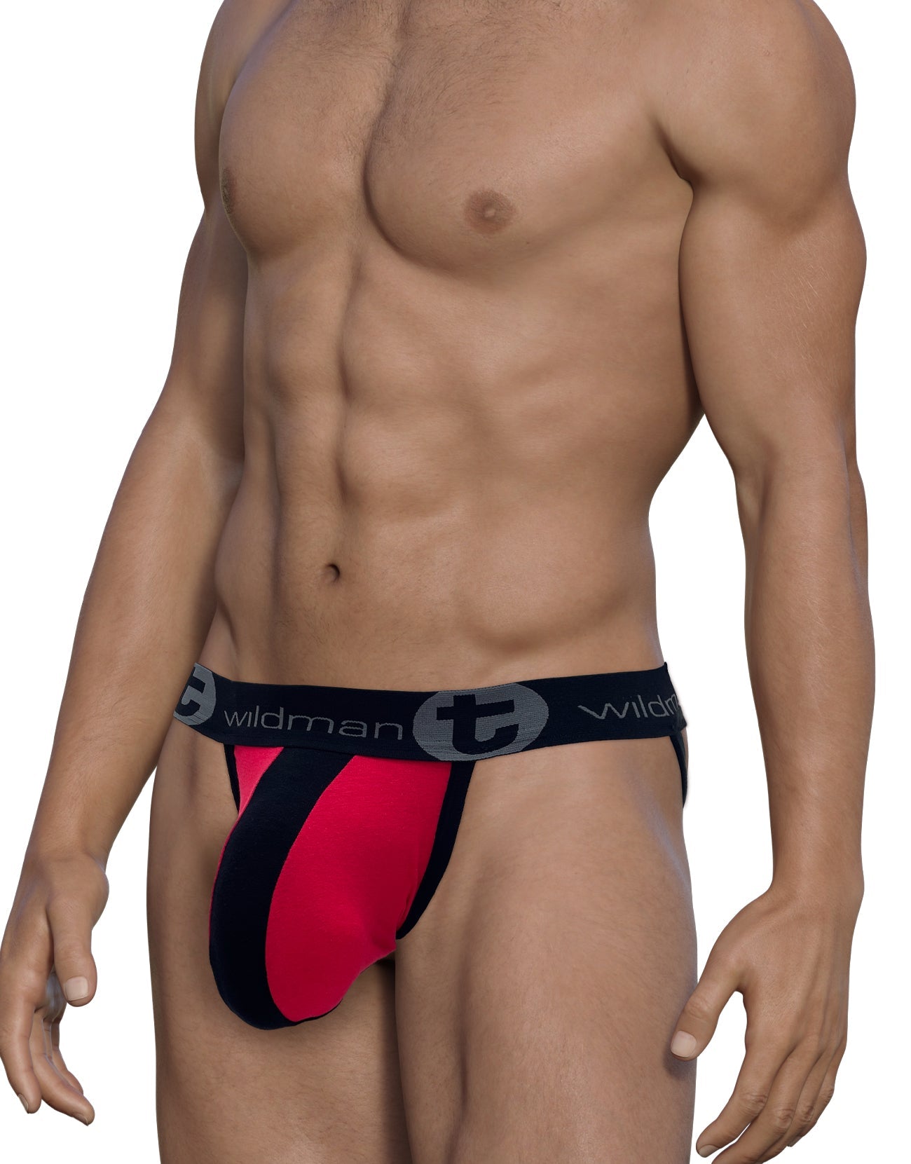 WildmanT Cotton Big Boy Pouch Stripe Jockstrap Red/Black - Jockstraps.com