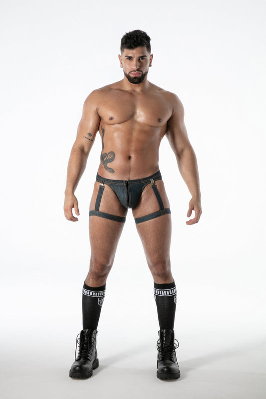TOF Raw Denim Leg Harness (pair; no underwear)