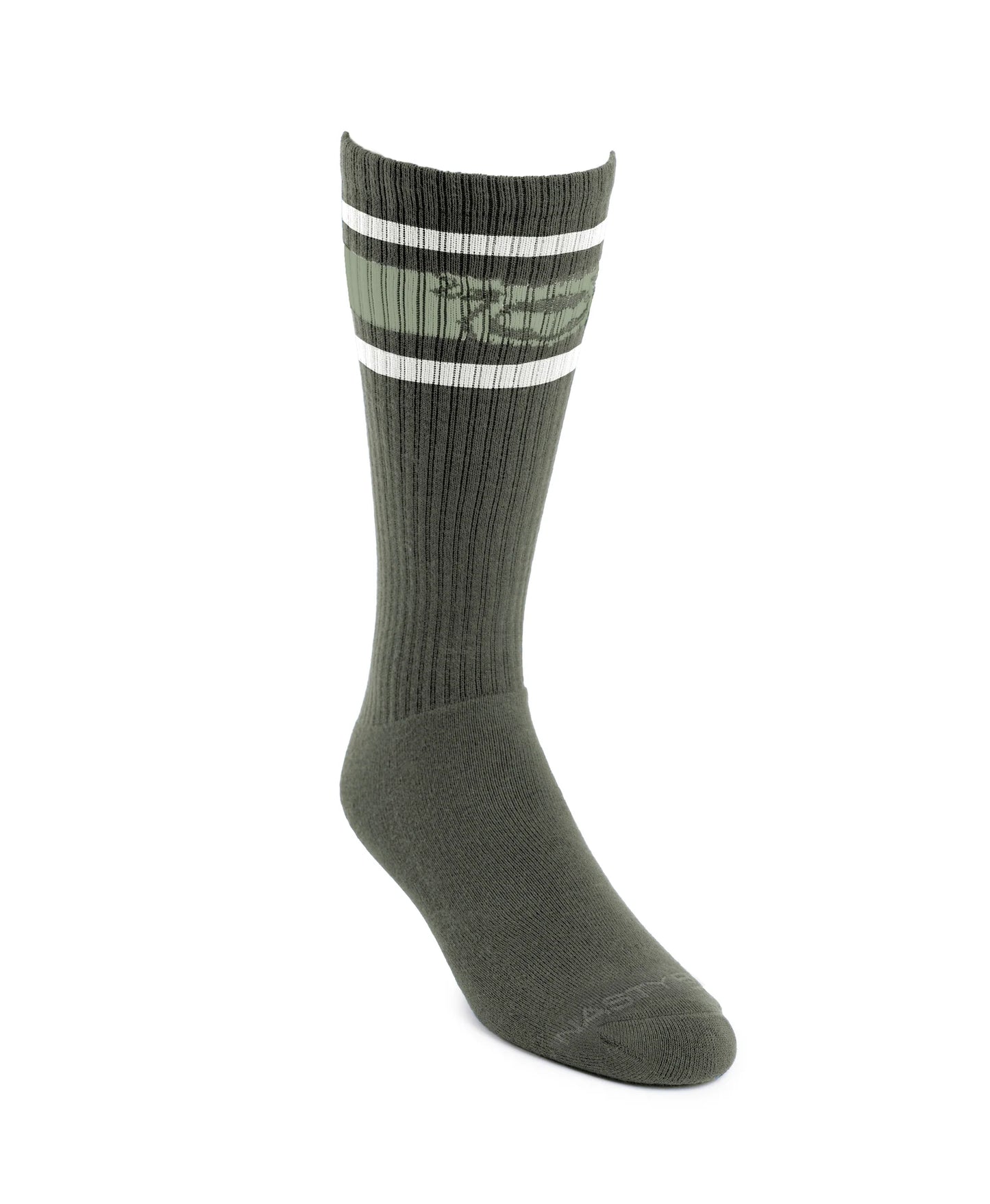 Nasty Pig Hook'd Up Sport Sock in Army Green/White