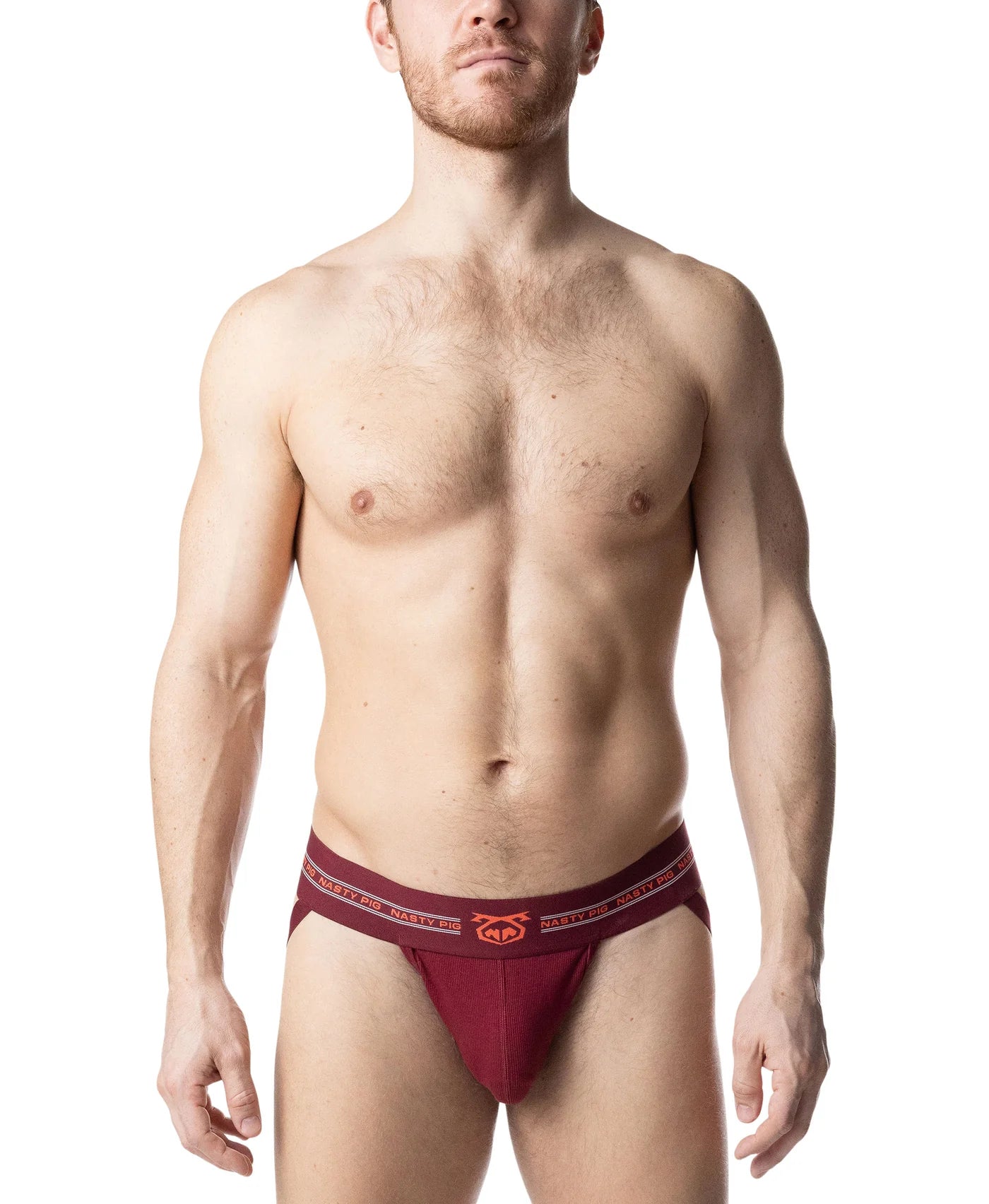 Nasty Pig Core Jockstrap 3.0 in Burgundy/Vibrant Orange/White