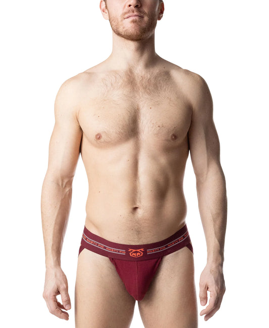 Nasty Pig Core Jockstrap 3.0 in Burgundy/Vibrant Orange/White