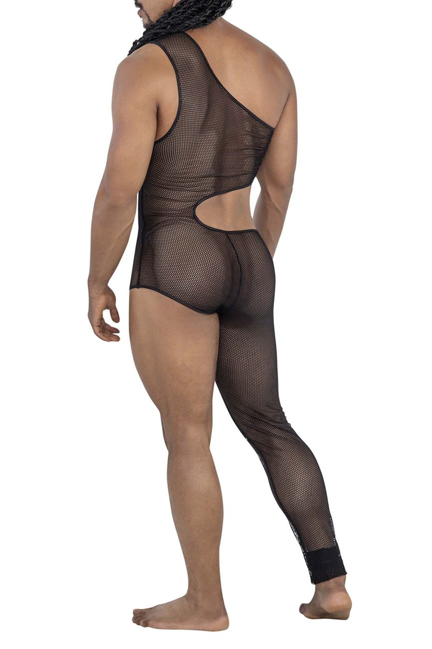 Candyman 99787 One Shoulder One Leg Bodysuit See-Through Mesh