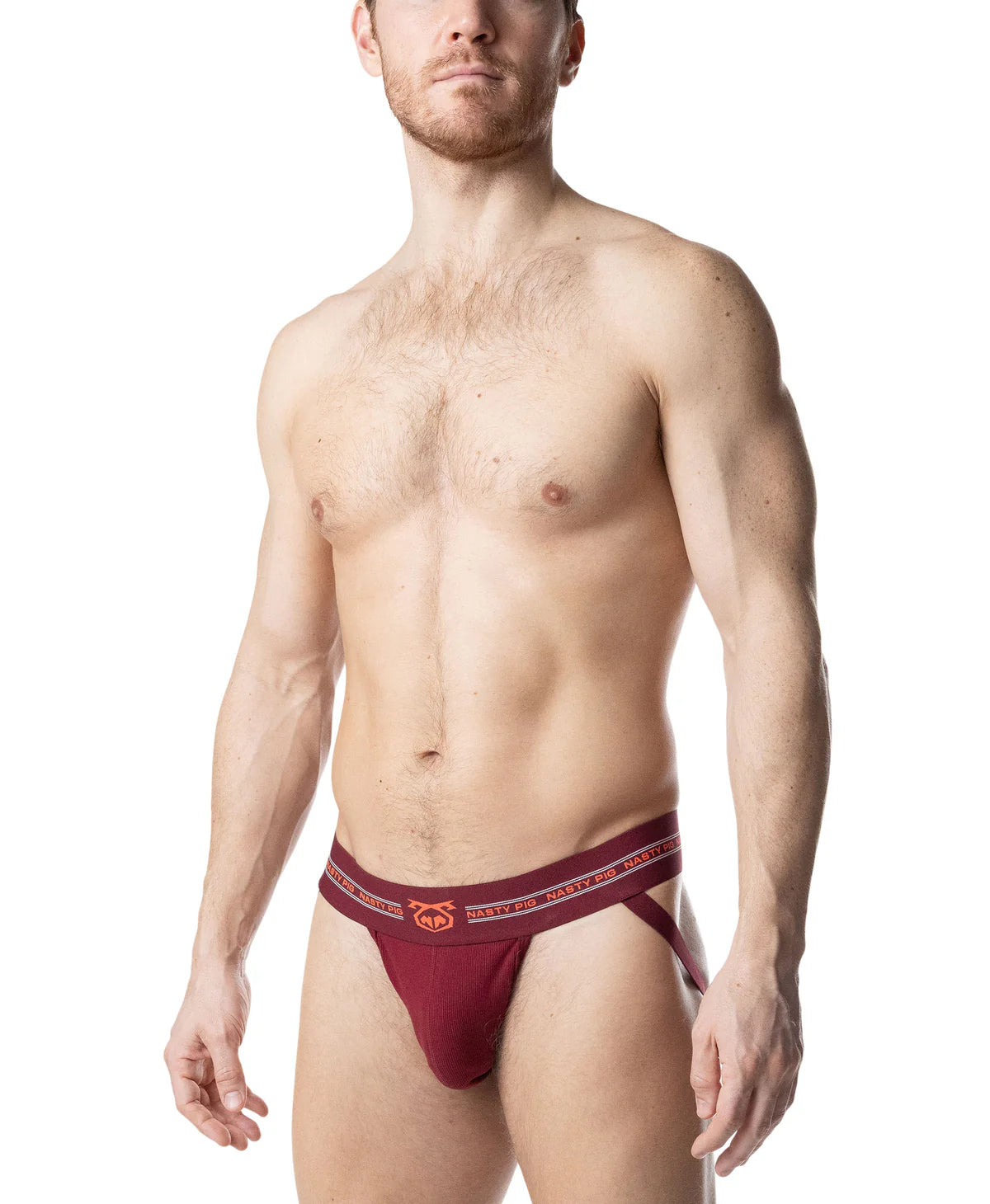 Nasty Pig Core Jockstrap 3.0 in Burgundy/Vibrant Orange/White