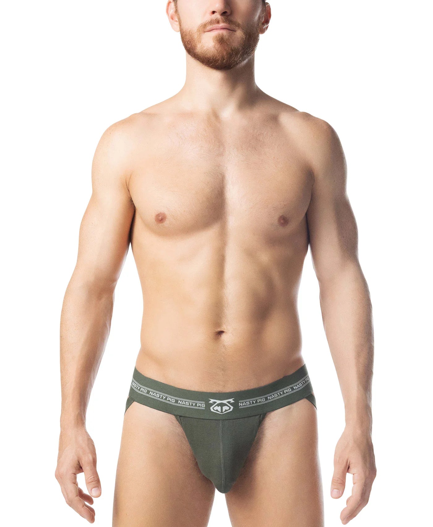 Nasty Pig Core Jockstrap in Army Green/White