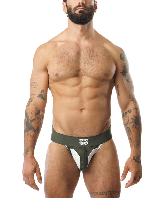 Nasty Pig Goalkeeper Jockstrap in Army Green/White