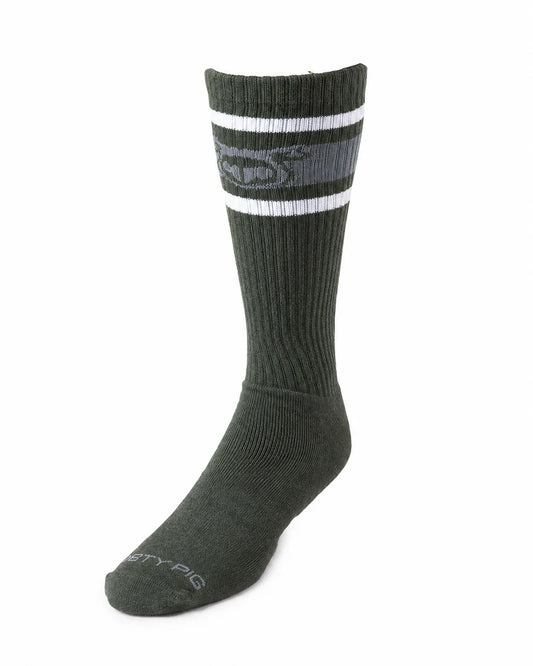 Nasty Pig Hook'd Up Sport Sock - Army Green/Shark Grey/White