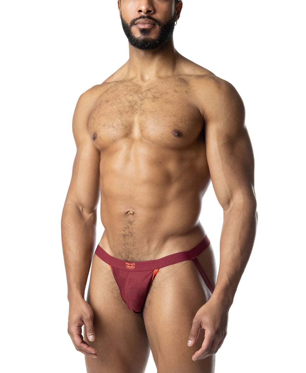 Nasty Pig Rival Jockstrap in Burgundy/Vibrant Orange