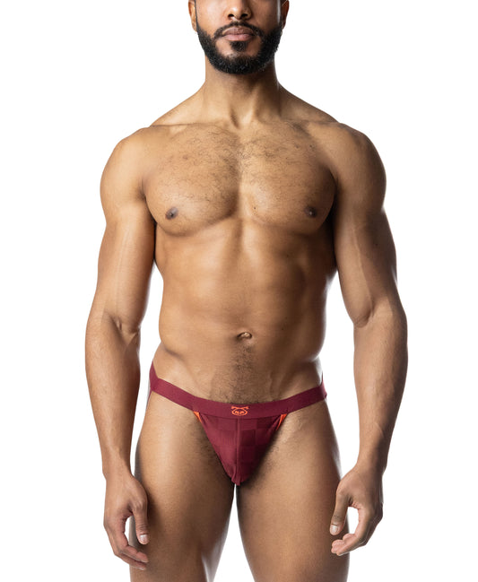 Nasty Pig Rival Jockstrap in Burgundy/Vibrant Orange