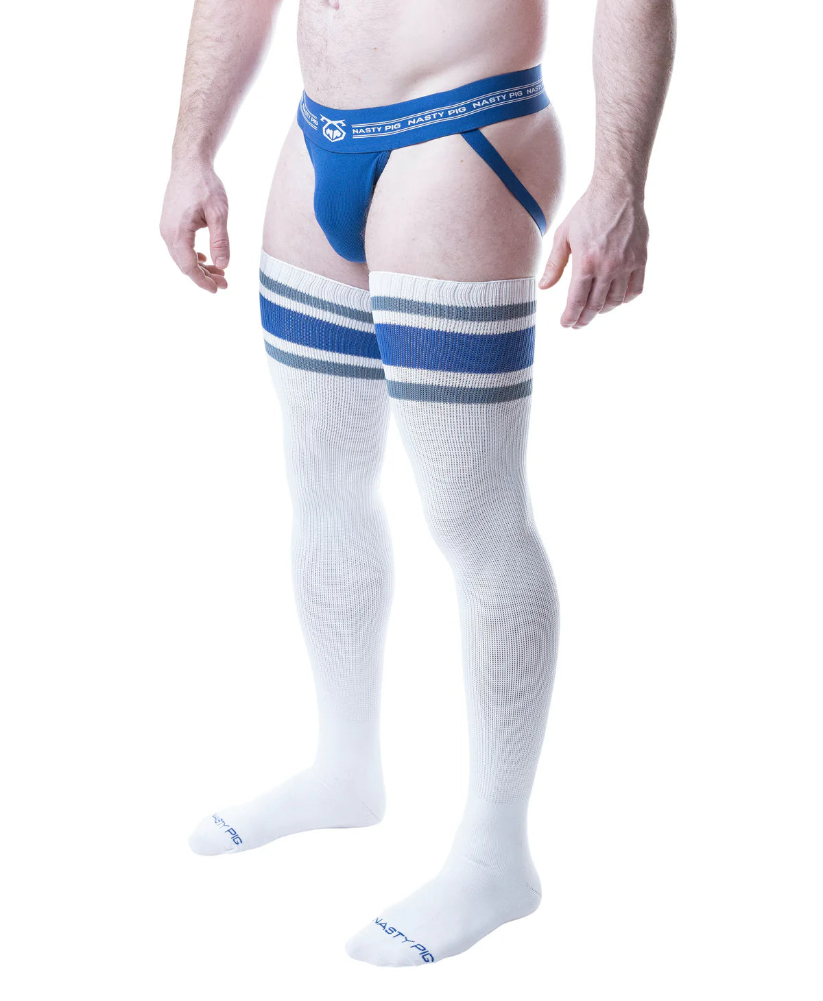 Nasty Pig Hook'd Up Thigh High Sock - White/Quartz Blue/Mirage Blue