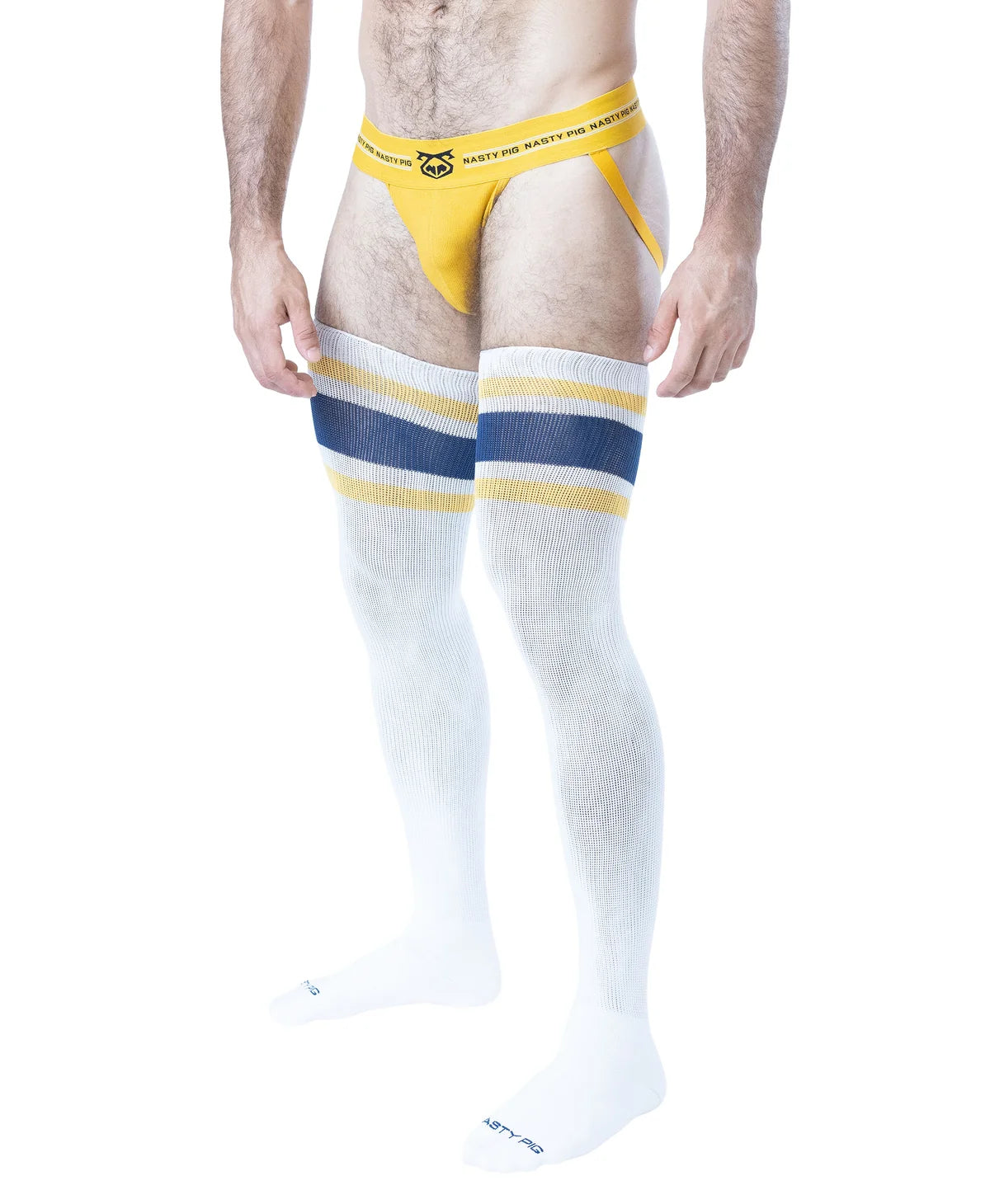 Nasty Pig Hook'd Up Thigh High Sock - White/Cadet Blue/Goldenrod