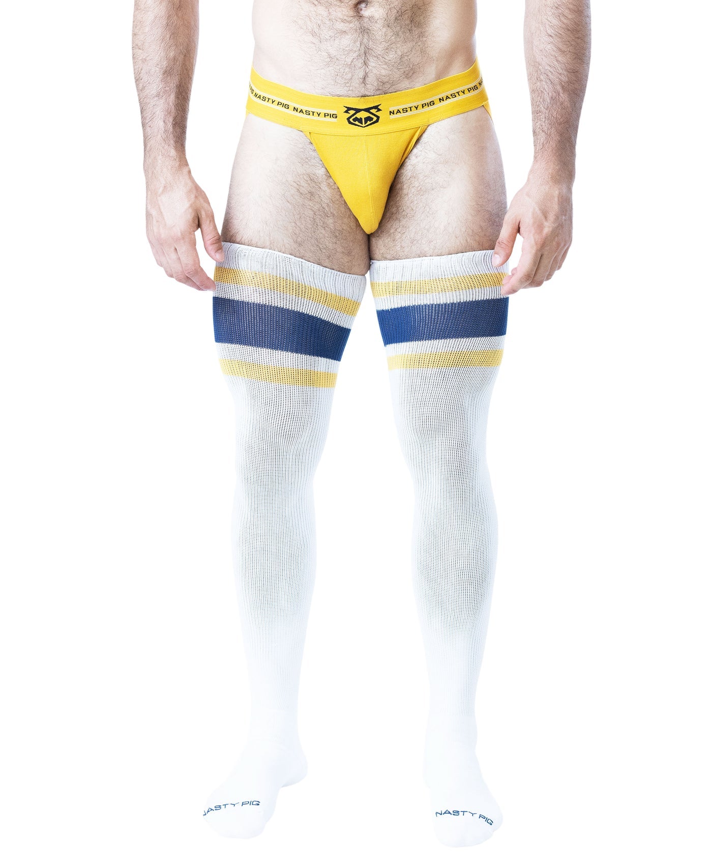 Nasty Pig Hook'd Up Thigh High Sock - White/Cadet Blue/Goldenrod
