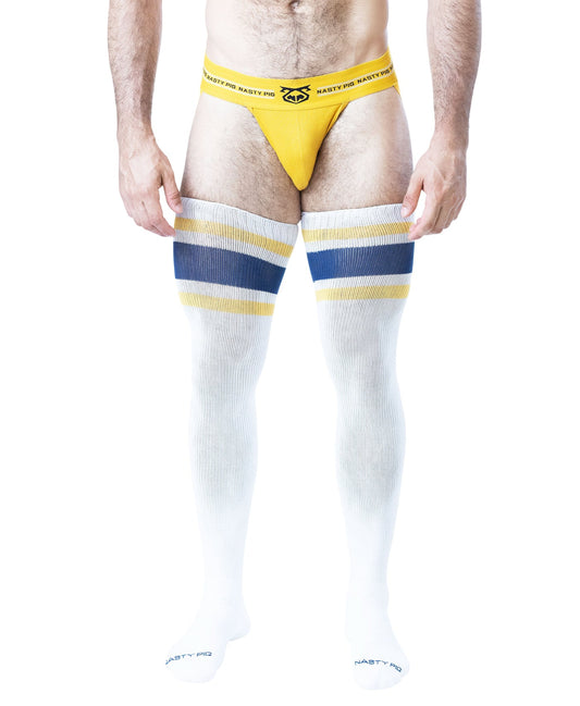 Nasty Pig Hook'd Up Thigh High Sock - White/Cadet Blue/Goldenrod