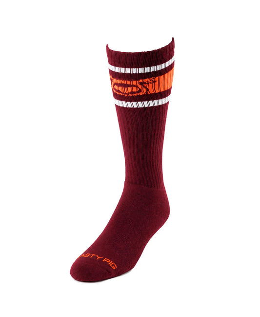 Nasty Pig Hook'd Up Sport Sock - Burgundy/Vibrant Orange/White