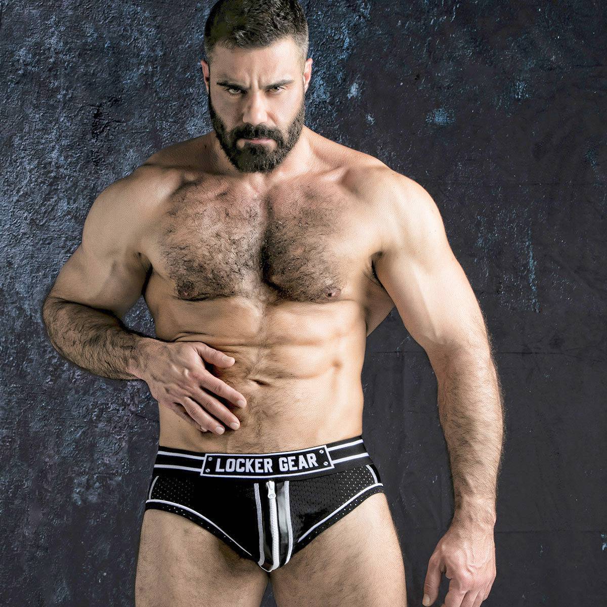 Locker Gear Racer Stripe Bottomless Brief with Zipper - Jockstraps.com