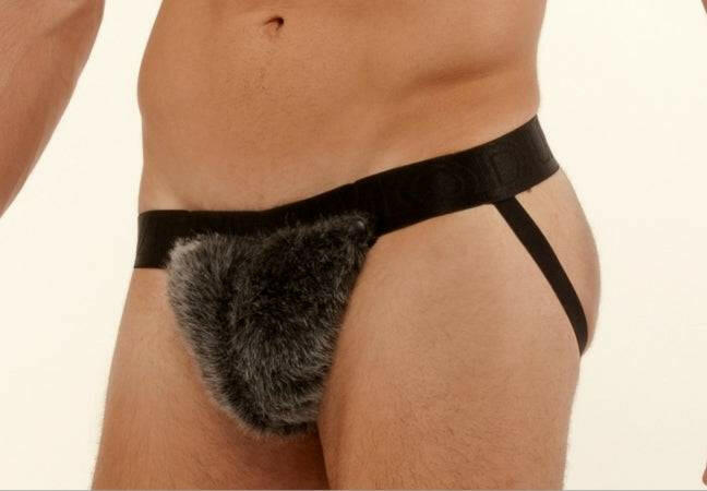 Modus Vivendi Black Jockstrap with Fur Pouch Modus Vivendi