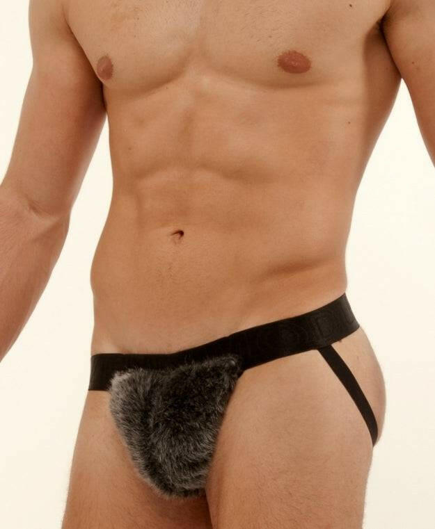 Modus Vivendi Black Jockstrap with Fur Pouch Modus Vivendi